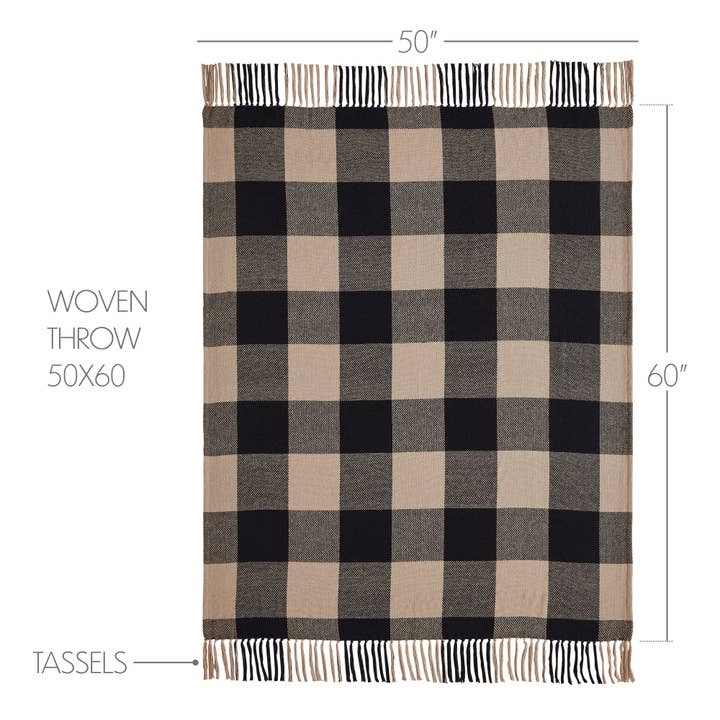 VHC Brands - Vente Plaids - Plaid tissé à carreaux noir 50x603