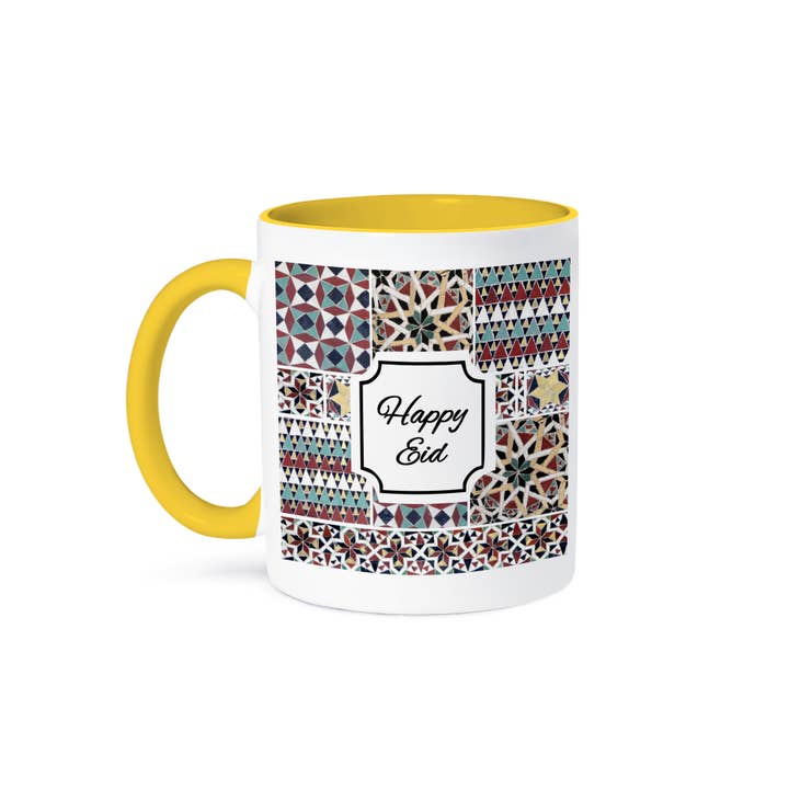 3dRose - Wholesale Coffee Mug - 3dRose, Happy Eid Greeting for Ramadan - Muslim Holiday - Red Turquoise Mosaic, Mug