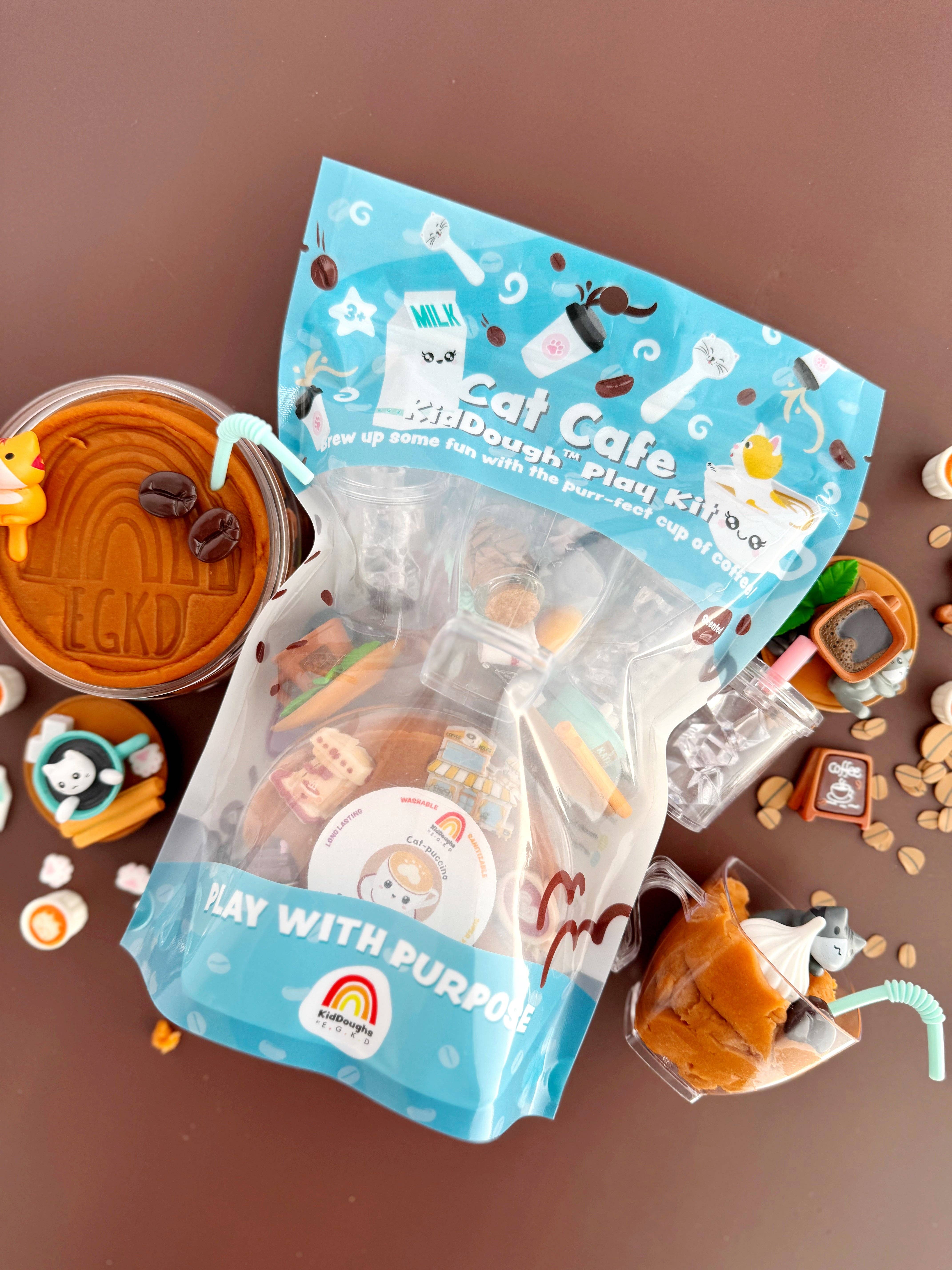 Earth Grown KidDoughs (KidDoughs by EGKD) - Vente Pâte ingénieuse/slime – enfant - Kit de jeu KidDough Café des chats3