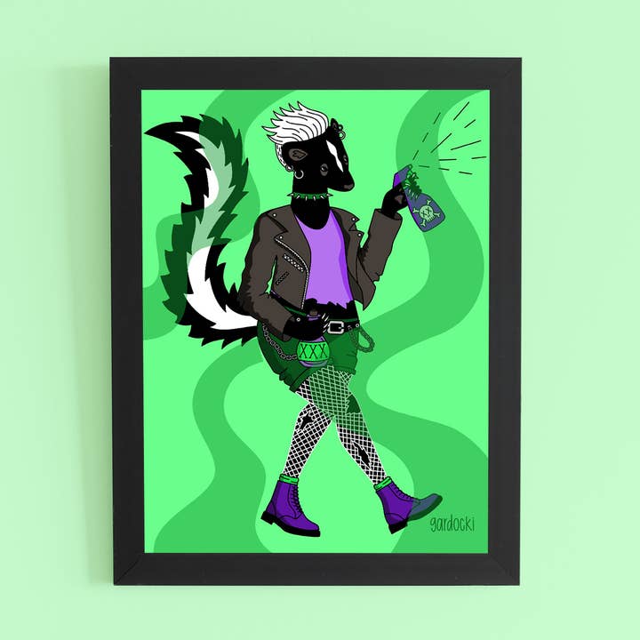 Poison Punk Skunk Art Print voor wholesale door Brianna Gardocki Art