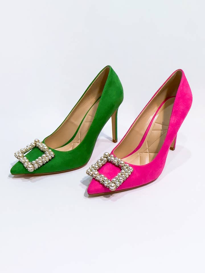 CCOCCI - Wholesale High heels β Womenβs - PEARL JEWELED FRAME DECOR POINTED-TOE STILETTO3