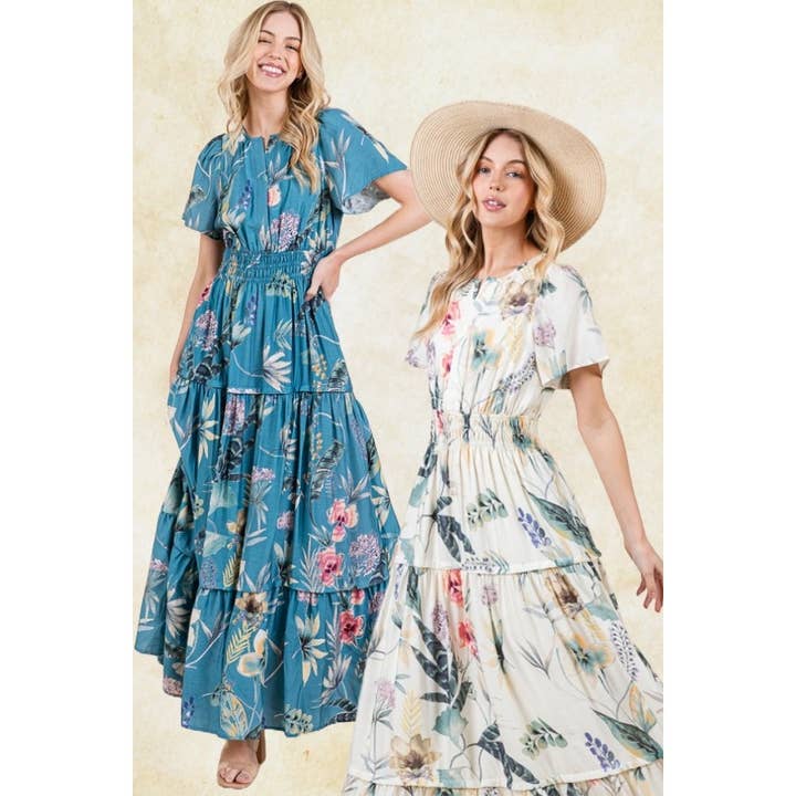 Floral Print Split Neck Tiered Maxi Dress and other Purchase Wholesale herstellernummer tierfutter. Free Returns & Net 60 Terms on Faire trending on Faire.
