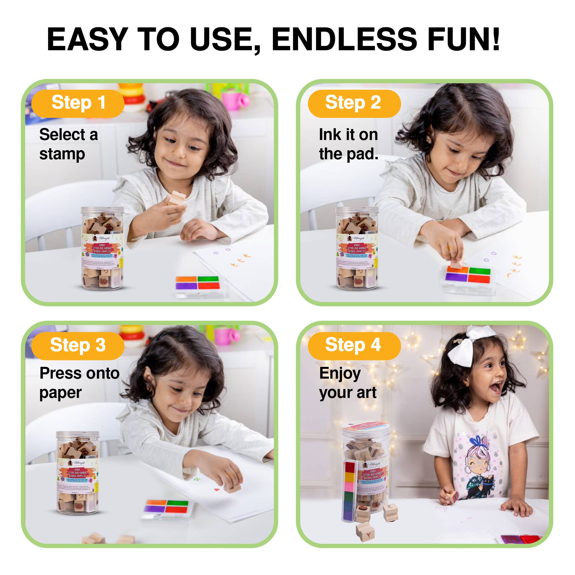 Dstampss™ - Wholesale Rubber/Decorative Stamp - Arabic Letters And Numbers - Wooden Stamps In A Jar8