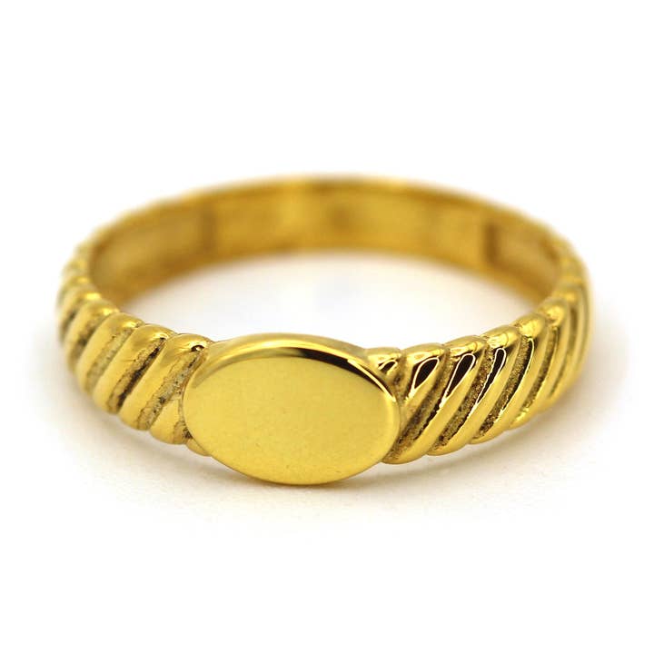 Anillo de sello de cuerda de oro amarillo de 10K para venta al por mayor de AdoreJ Jewelry Wholesale