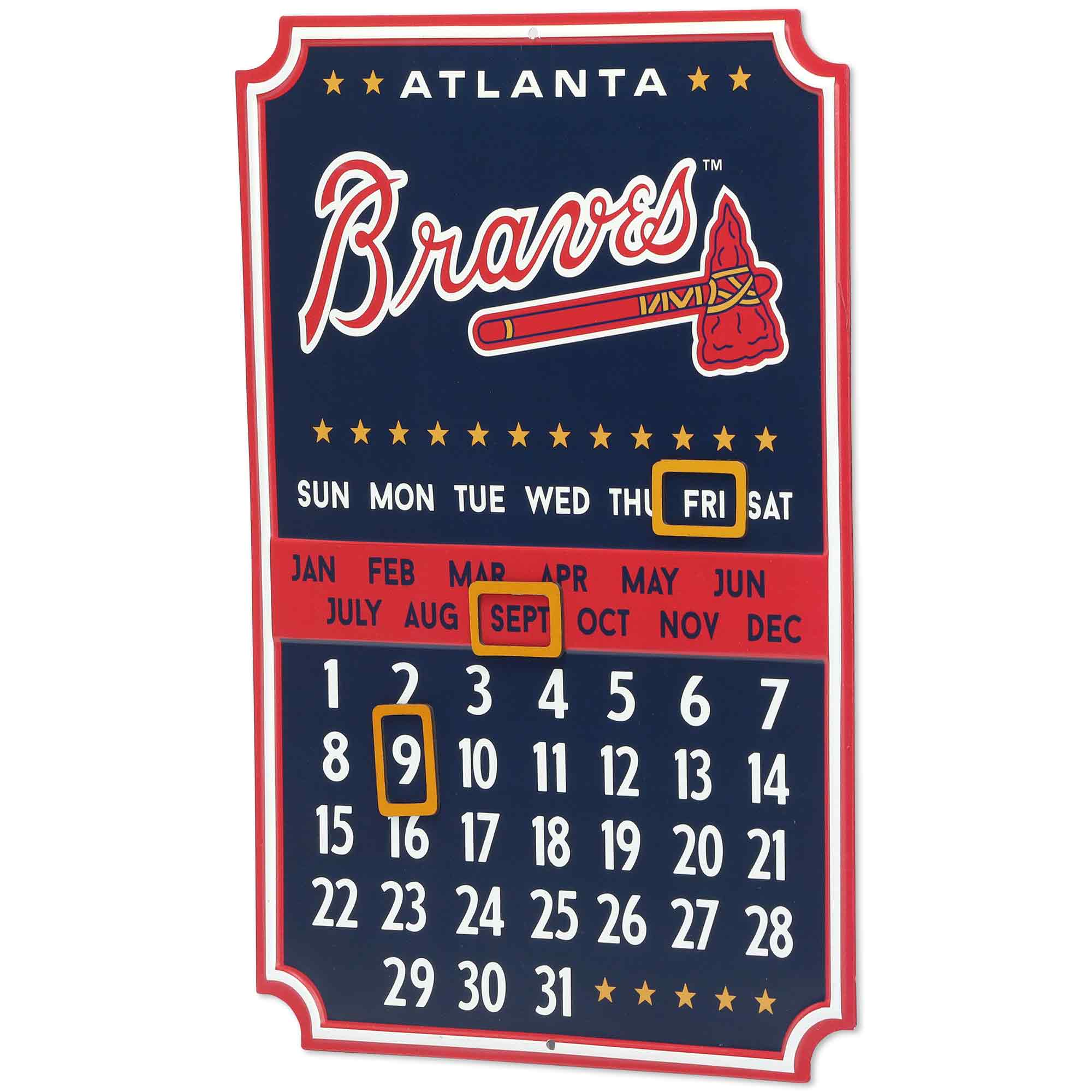 Open Road Brands, LLC - Wholesale Sign - Atlanta Braves Perpetual Calendar Metal Sign1