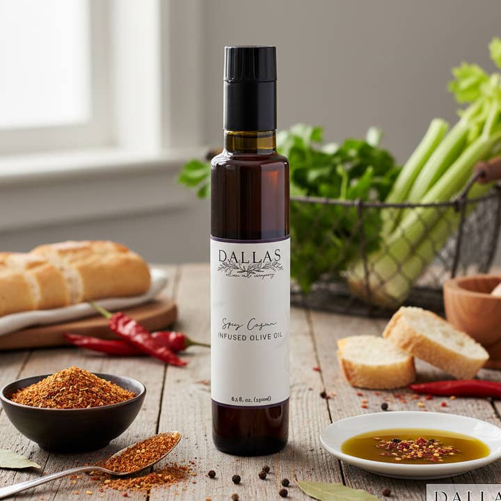 Spicy Cajun Infused Olive Oil for wholesale by Dallas olive oil company