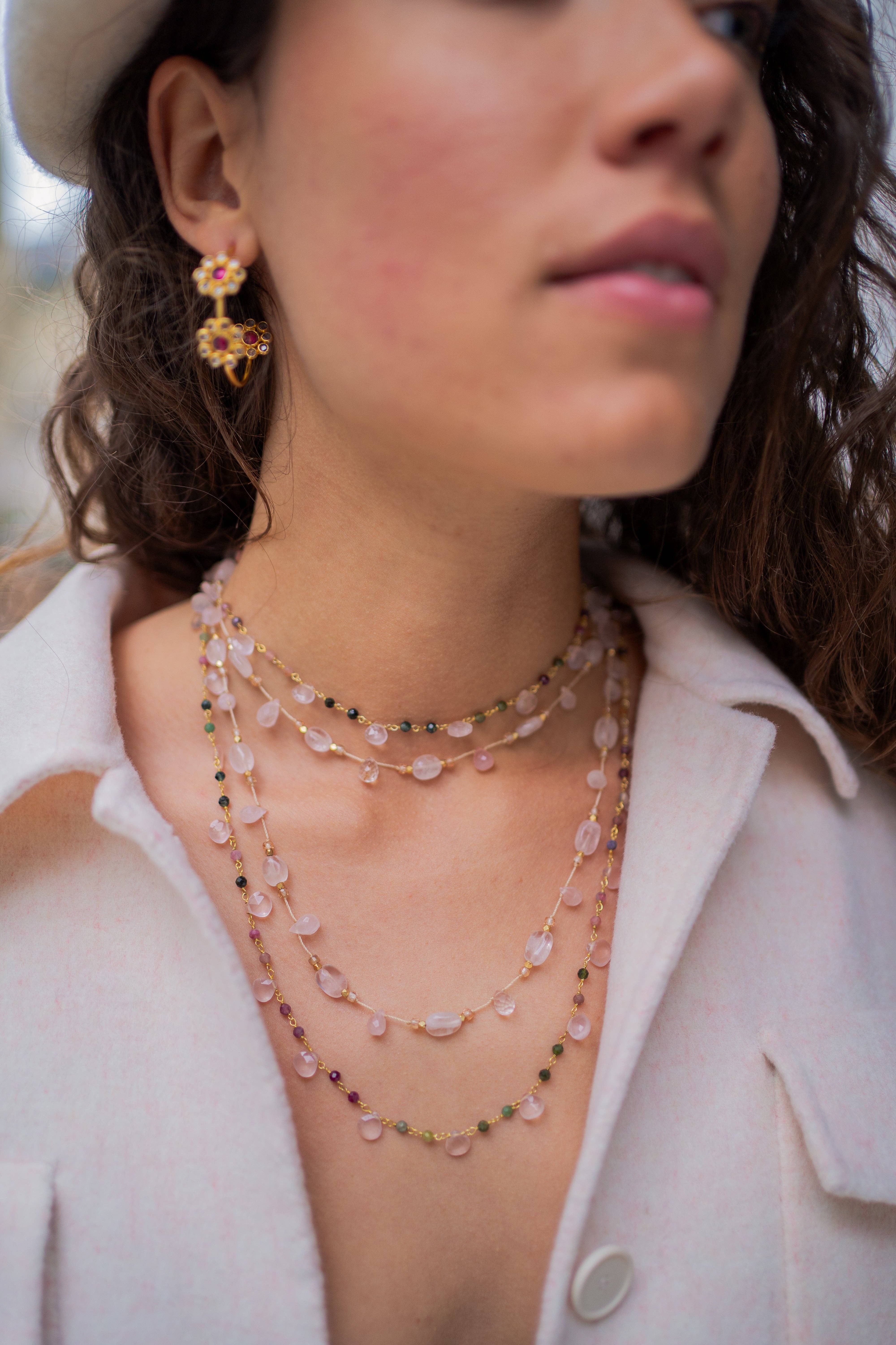 DIAPERIS - Wholesale Beaded/Pearl Necklace - CAROL MOONSTONE NECKLACE