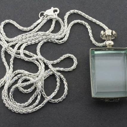 Glass Locket Pendant - Rectangular On 80cm Espiga Chain for wholesale by Makers & Providers