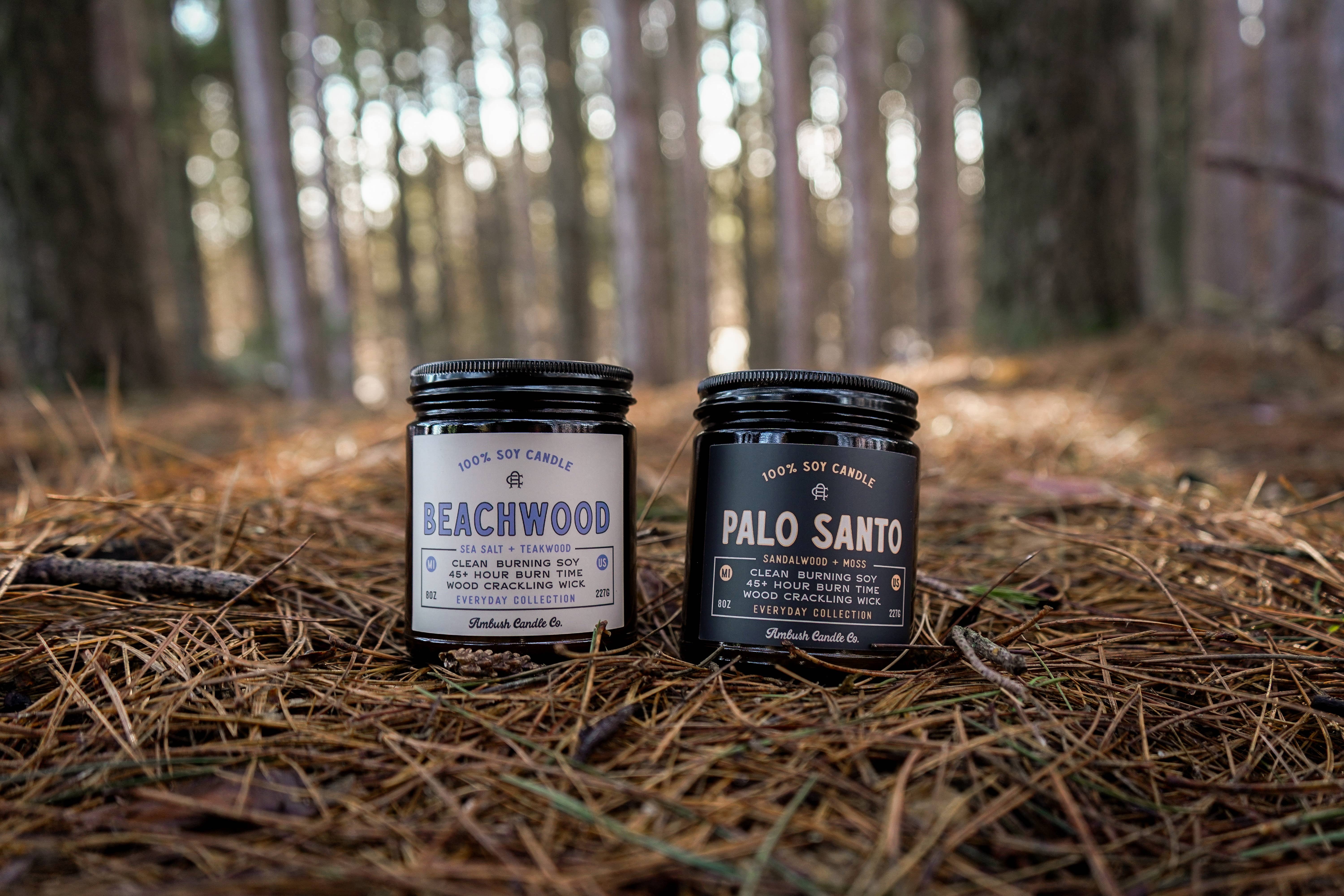 Ambush Candle Co. - Wholesale Jar/Filled Candle - Beachwood | Sea Salt + Teakwood 8oz Soy Candle10
