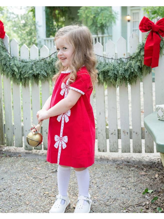 Marco and Lizzy – wholesale Dress – Kids – Christmas Red Bows A-line Girl's dress