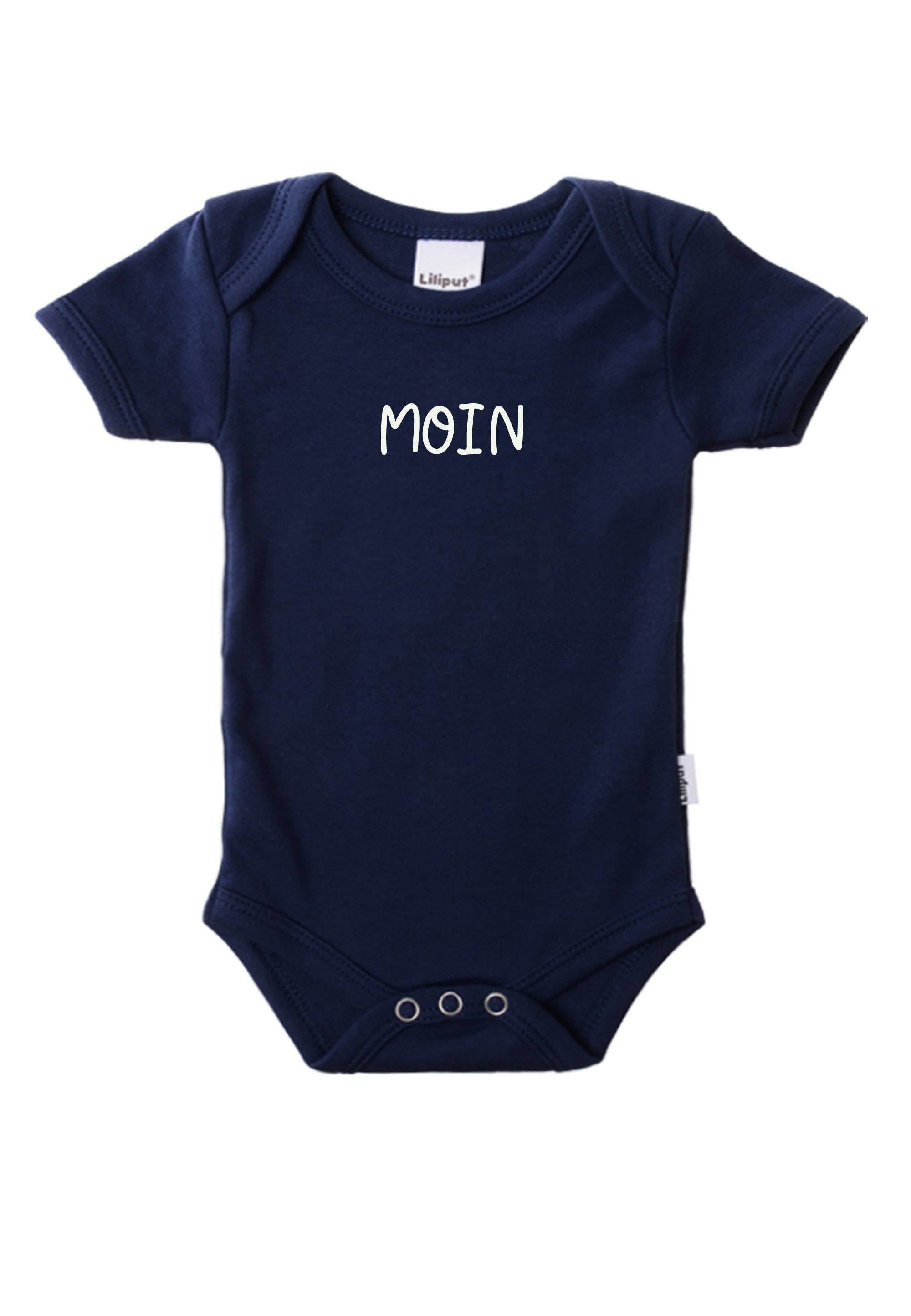 Liliput - Wholesale Bodysuit (Non-Footed) - Baby - 2-pack of short-sleeve V-neck bodysuits in navy and gray with "Moin" print3