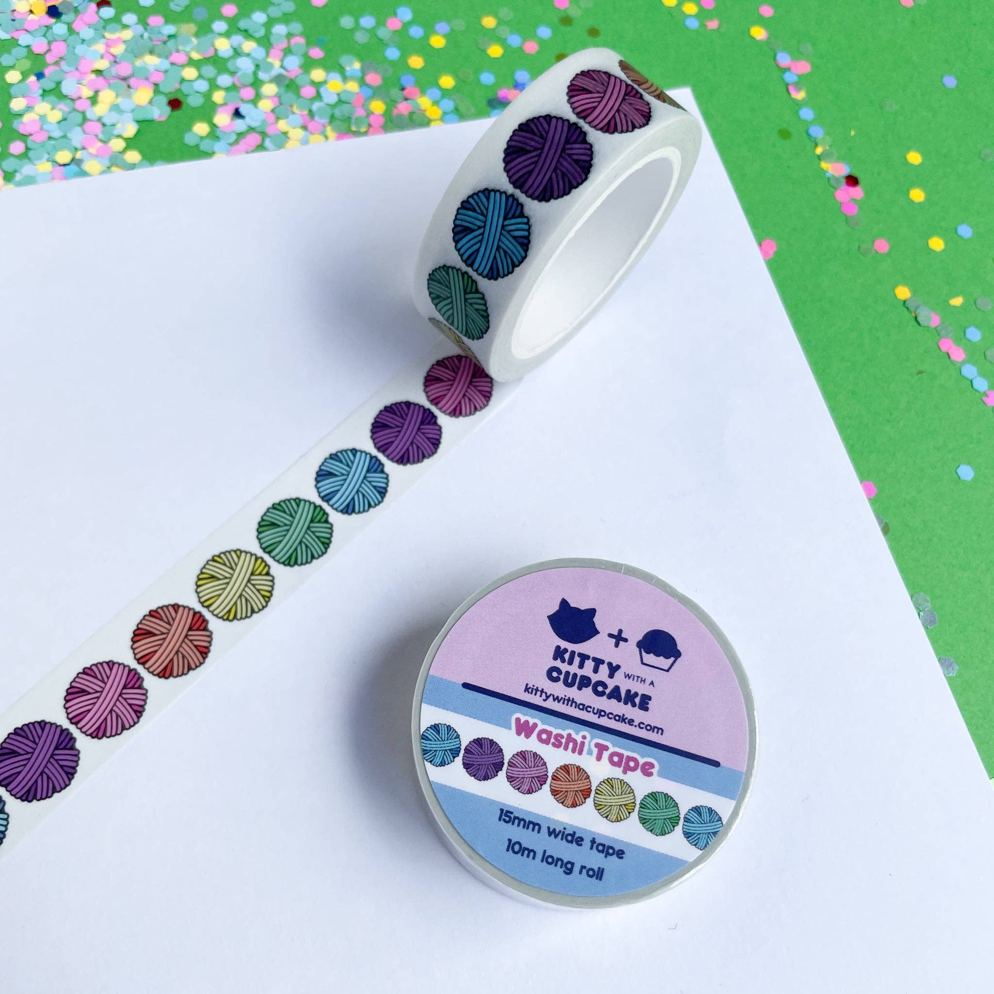 Kitty With A Cupcake - Wholesale Washi Tape - Pastel Rainbow Yarn Washi Tape1