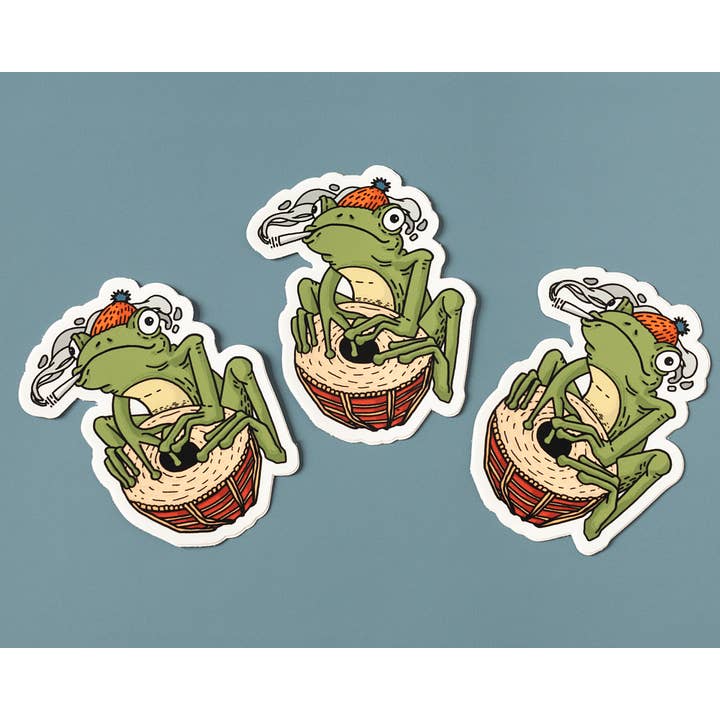 RippleSplash Studio - Wholesale Sticker - Frog Drummer Sticker4