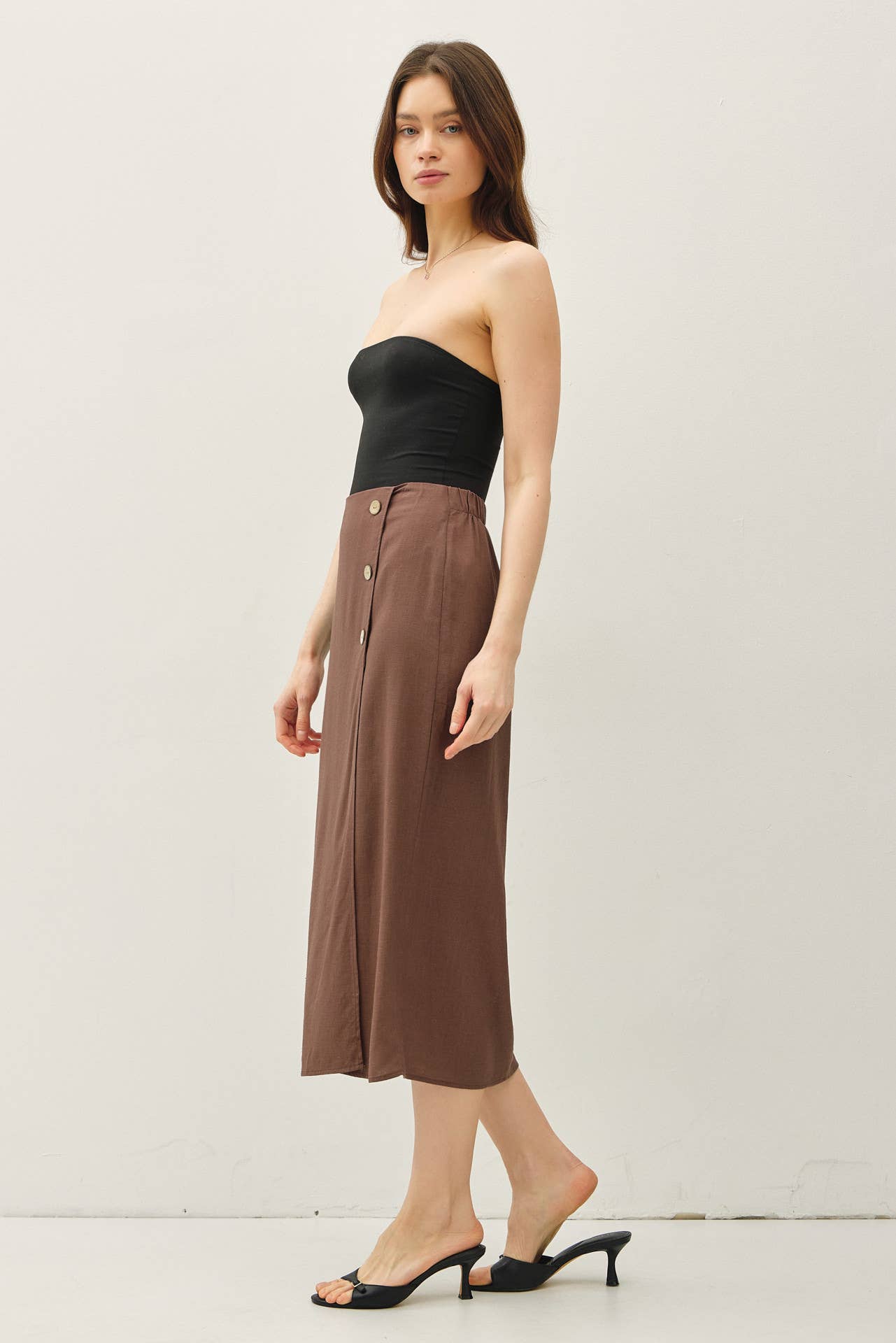 Be Cool - Wholesale Skirt - Women's - LINEN BLEND MIDI WRAP SKIRT 5