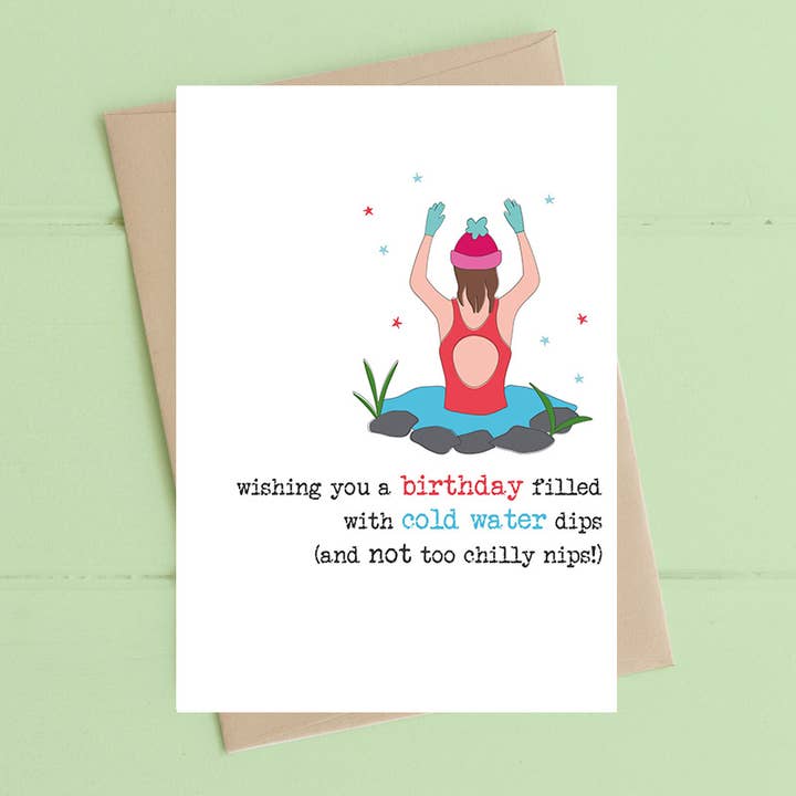 Cold Water Dips - Open Water Swim Greetings Card for wholesale by Dandelion Stationery