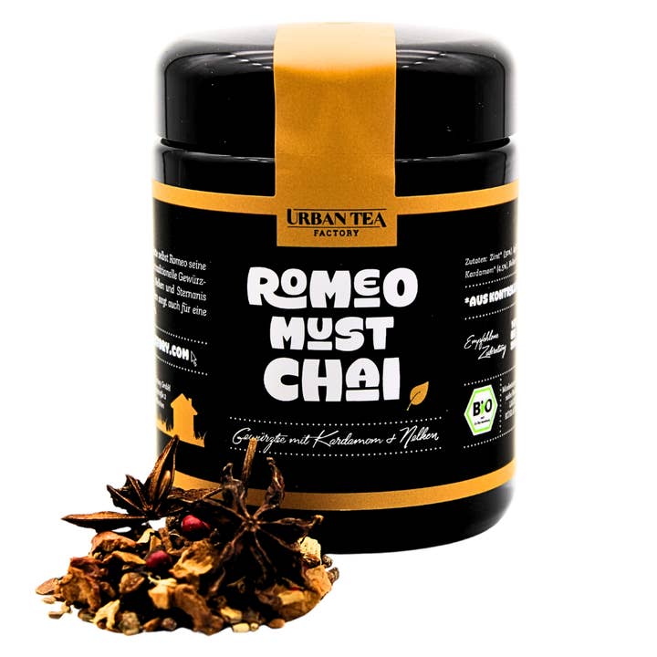 Romeo Must Chai - Thé épicé au cardamome et clous de girofle - 65 g - Bio pour la vente par Urban Tea Factory