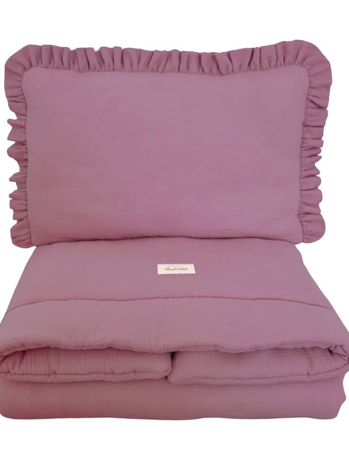 Conjunto de cama de musselina com folhos de enchimento Roxo por atacado de Malomi Kids