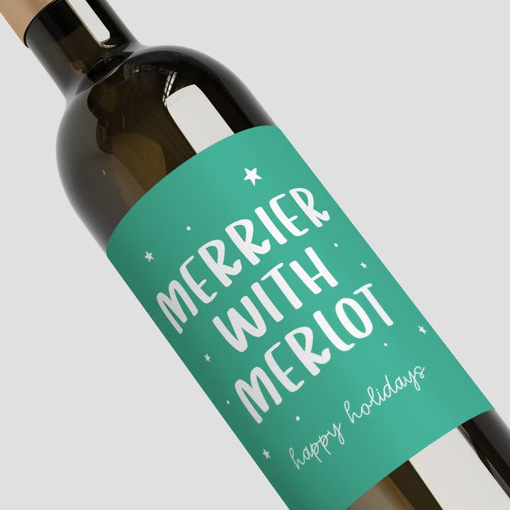 Christmas Wine Label, Red Wine, Christmas Gifts for wholesale by Kreate Paper Co.