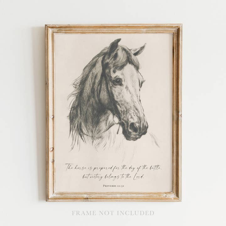 Rooted in Truth – Engroshandel Kunsttryk – Horse is Prepared Vægkunsttryk med kristent landlig dekor