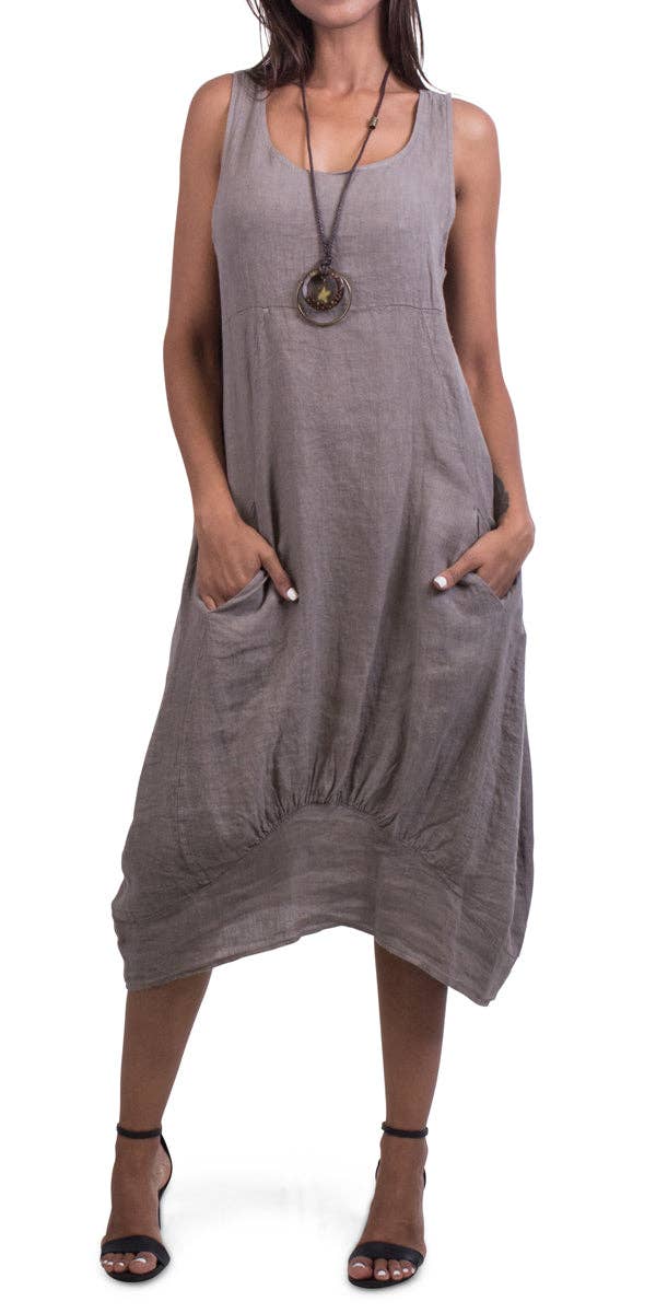 Gigi Moda - Wholesale Dress - Women's - Pure Linen Sleeveless Dress11