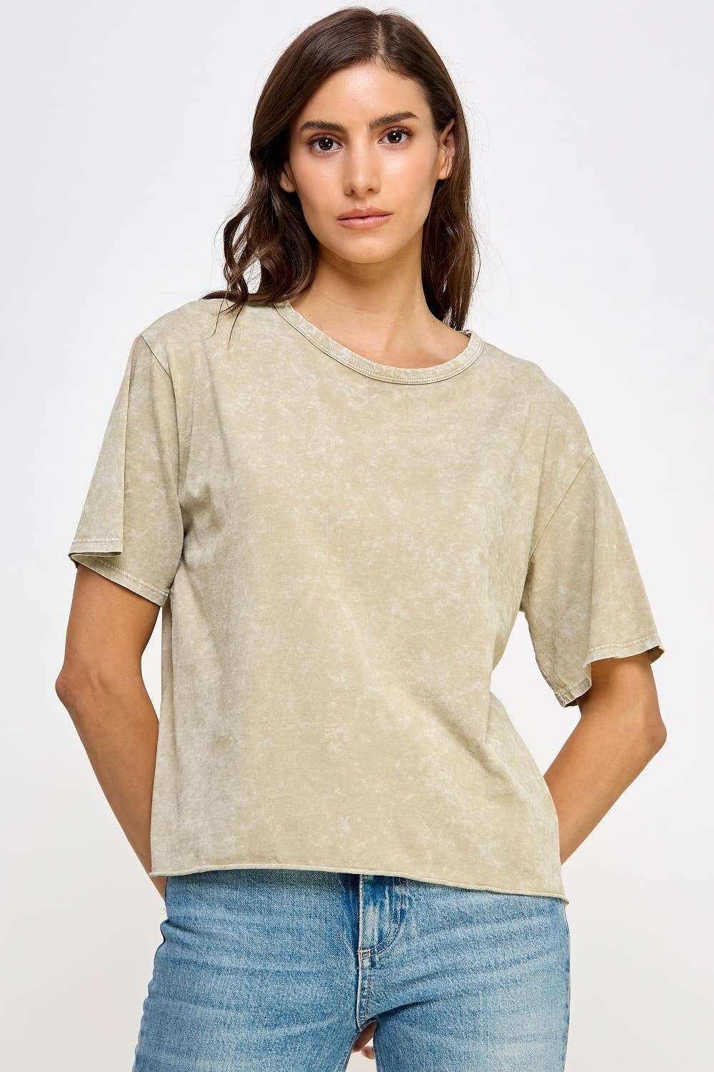 Honestee - Wholesale T-Shirt (Graphic) - Women's - Blank Mineral Washed Long Cropped T-Shirt13