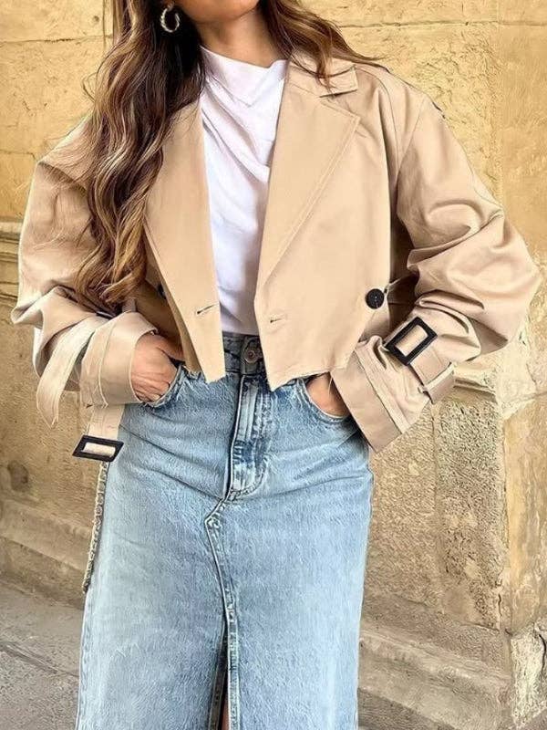 Plush Looks - Wholesale Jacket - Women's - Long Sleeves Loose Split-Joint Lapel Jackets