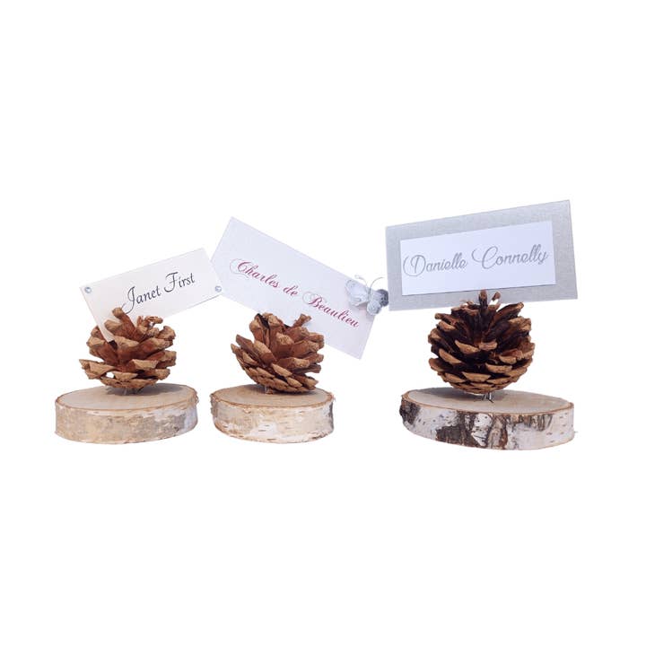 3-delige Pine Cone Place Naamkaarthouders voor wholesale door Qube Luxe by Debbie Marks