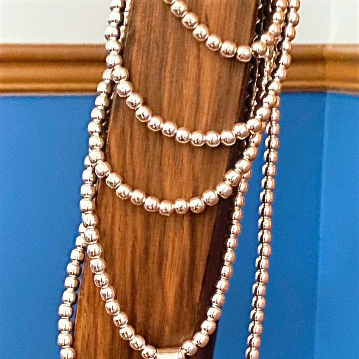 6MM Sterling Silver Beaded Necklace for wholesale by Renata Rubio 92.5