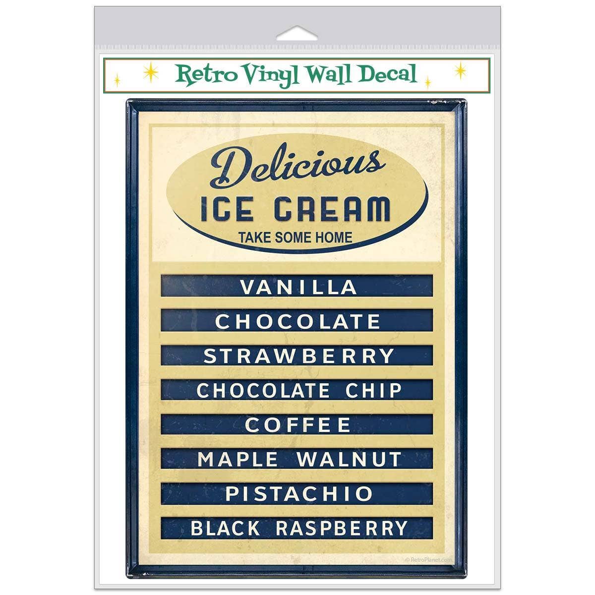 RetroPlanet - Wholesale Wall Decal/Stickers - Delicious Ice Cream Flavors Menu Wall Decal1