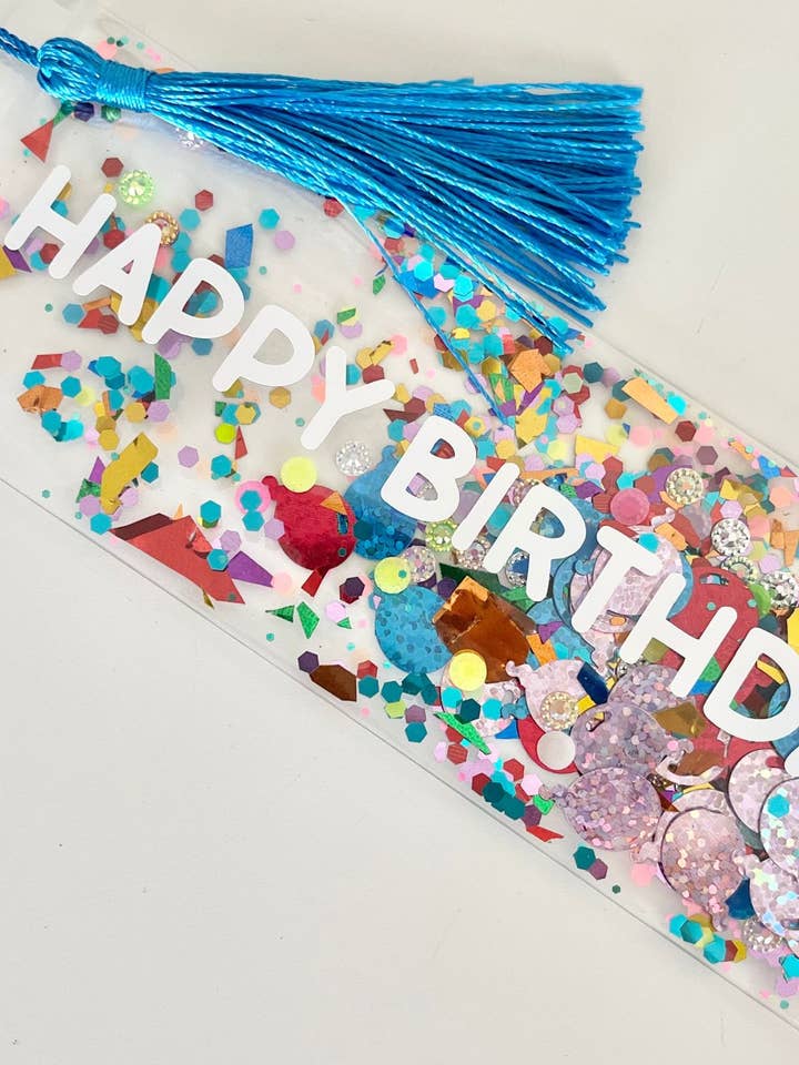 Happy Birthday Glitter Shaker Bookmark for wholesale by Coloring Home