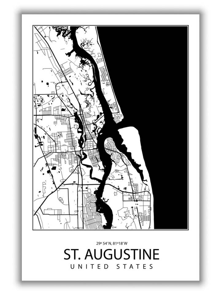 Karte von St. Augustine, Vereinigte Staaten für den Großhandel von Stanley Print House
