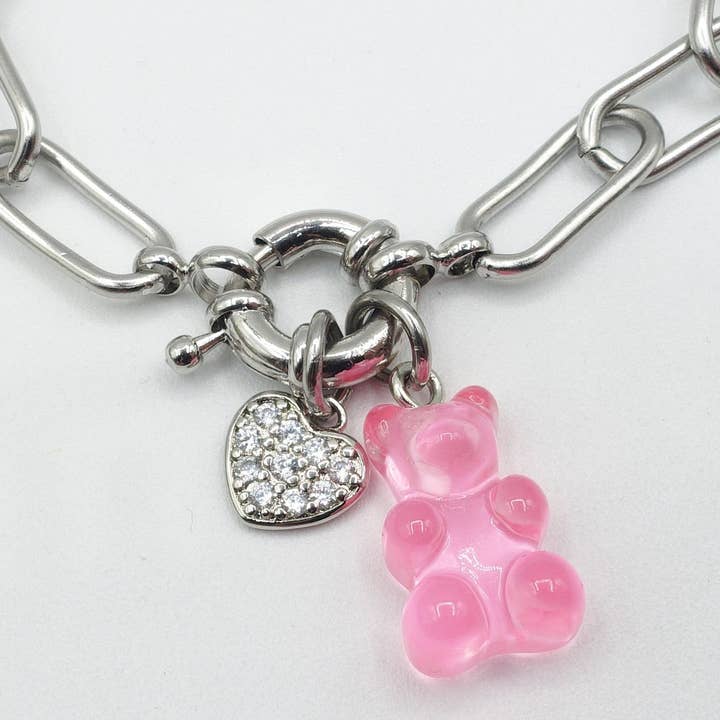 Daemon srls - Wholesale Pendant/Charm Necklace - WINONA ~ STAINLESS STEEL NECKLACE~ Gummy bear paper clip chain necklace