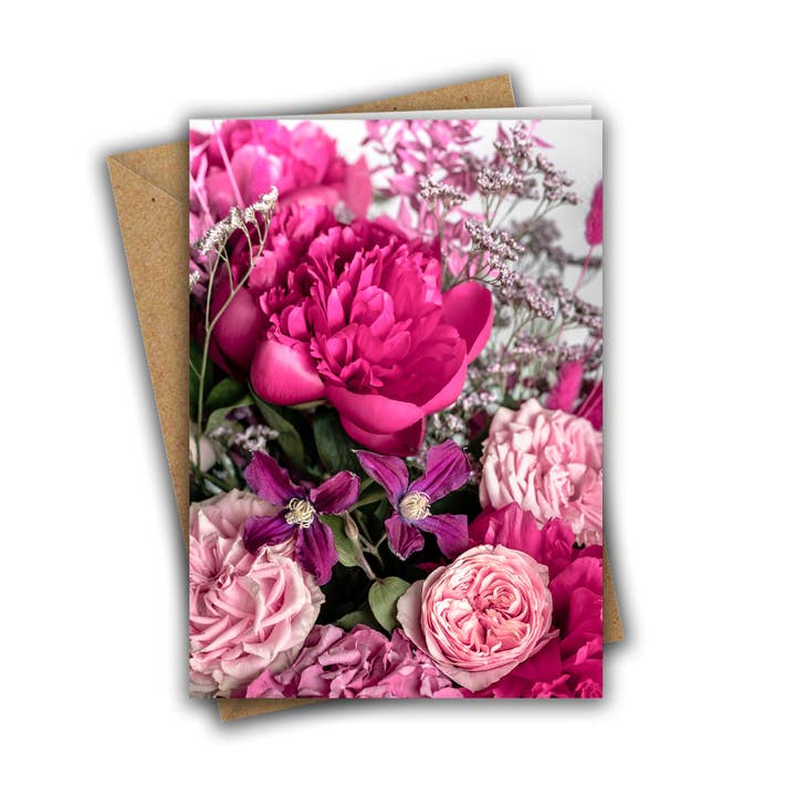 Pink Flowers Bouquet Greeting Card for wholesale by Marina Walker