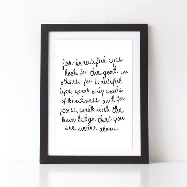 For Beautiful Eyes Quote Print for wholesale by Sweetlove Press
