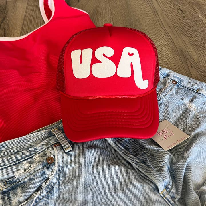 Malibu and Mint - Wholesale Trucker Hat - Women's - USA 4th of July Trucker Hat