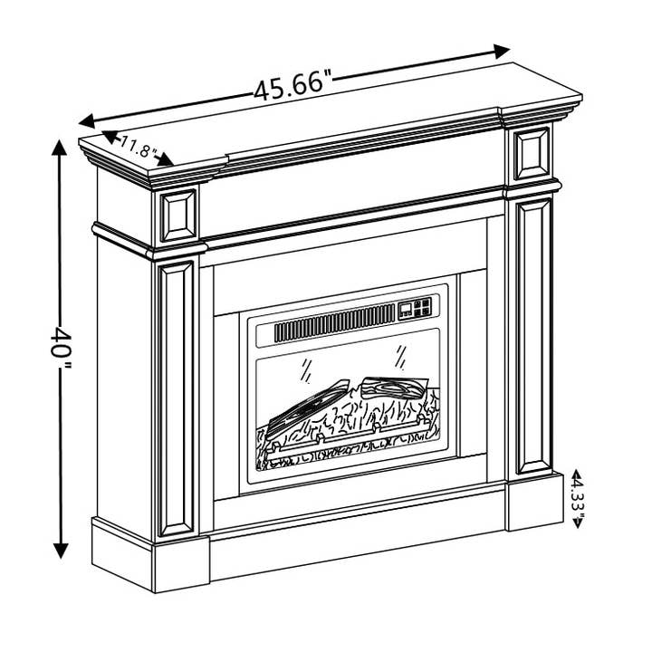 39F Inc. - Wholesale Fireplace Mantel - Only Mantel (NOT INCLUDED 23' FIREPLACE)--White, 45.6'W*11.8'D*40'H14
