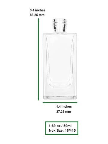 Best Bottles - Wholesale Spray Bottle - Empire Clear Glass Bottle with Rectangular Sprayer - 50ml2