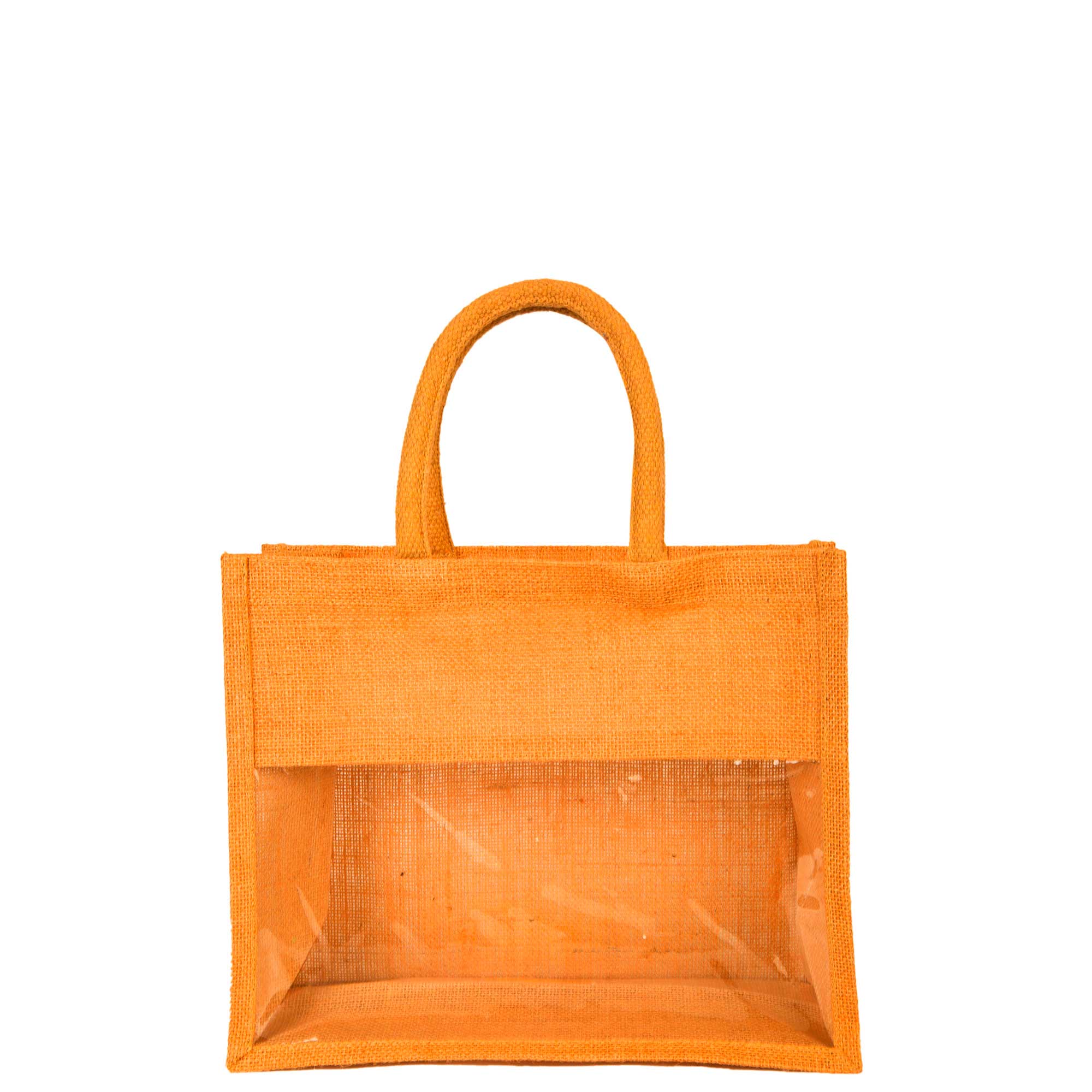 ecojutebags – wholesale Bärkasse - Unisex – Återanvändbara juteväskor – Set om 4 med PVC-fönsterpanel18