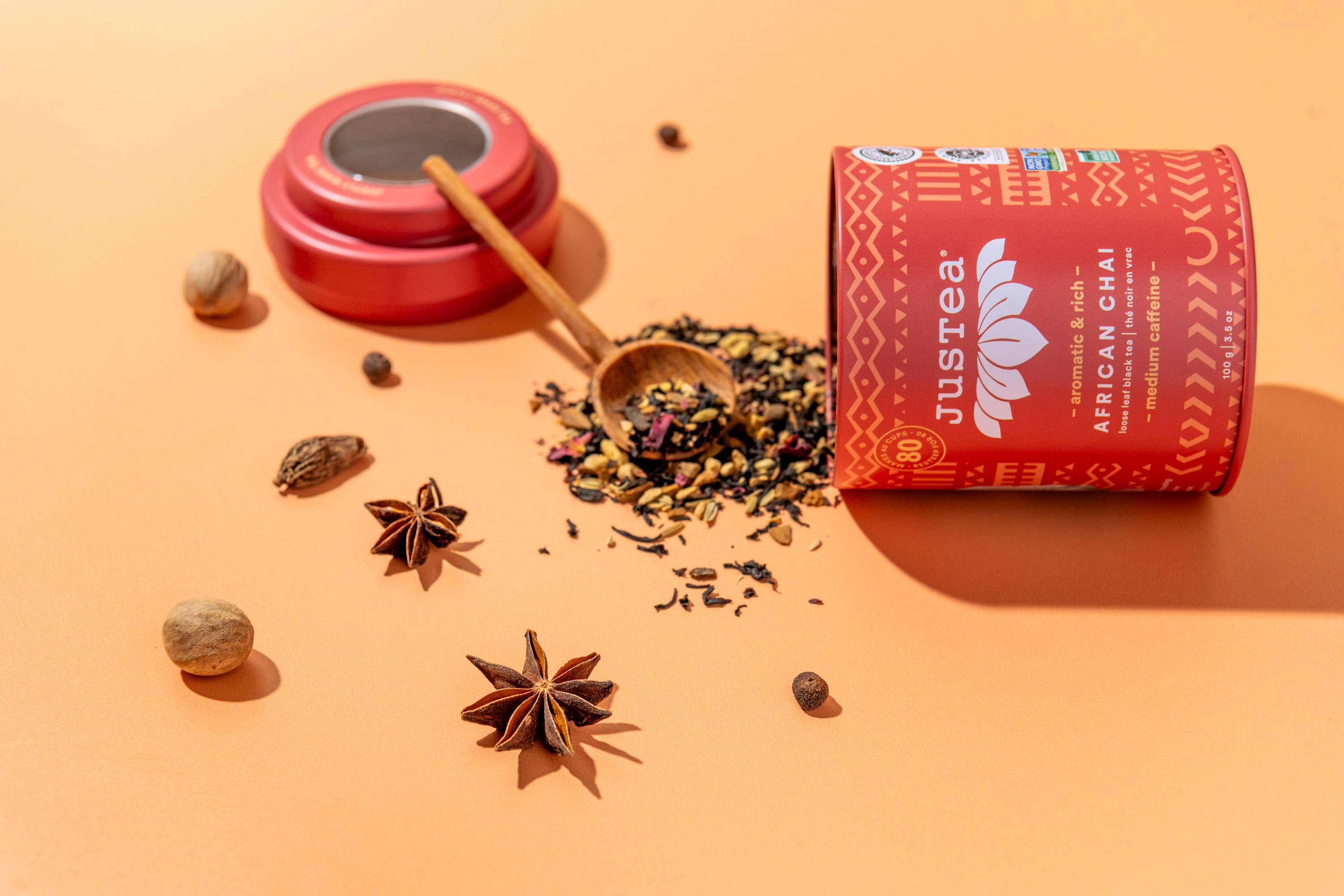 JusTea (No Import Fees to USA) - Wholesale Loose Tea - African Chai Tin & Spoon - Organic, Fair-Trade, Black Tea7