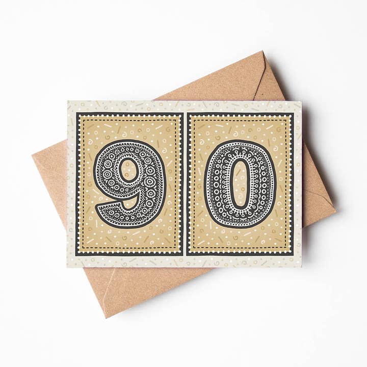 Jess A Little Creative - Wholesale Birthday Card - Unique Gold 90th Birthday Card