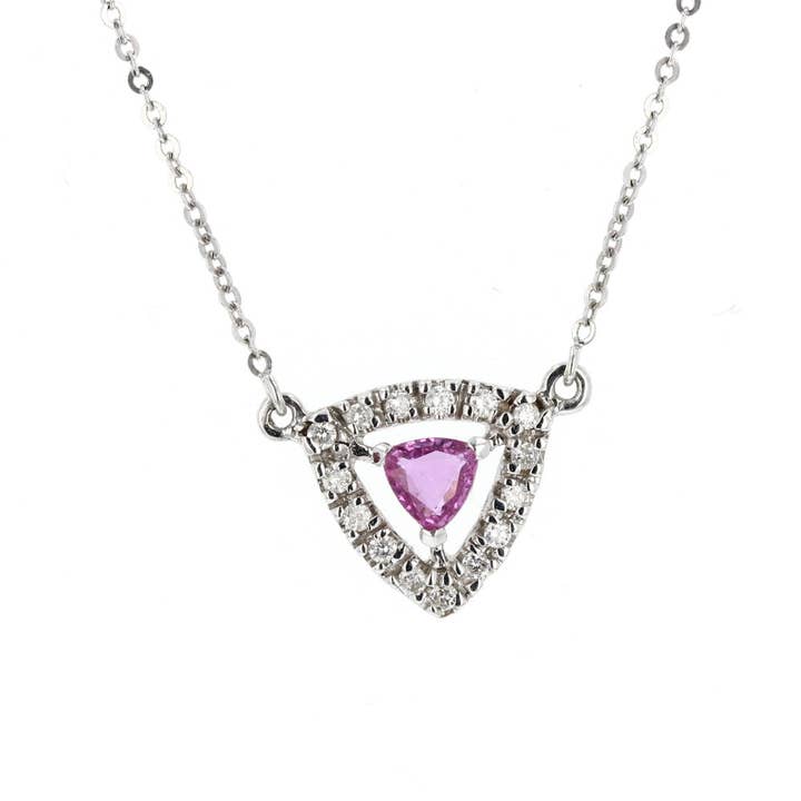 14KT White Gold Diamond & Pink Sapphire Pendant / Necklace for wholesale by NYMAN JEWELERS
