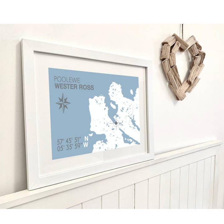 Poolewe Coastal Map Print for wholesale by SeaKisses