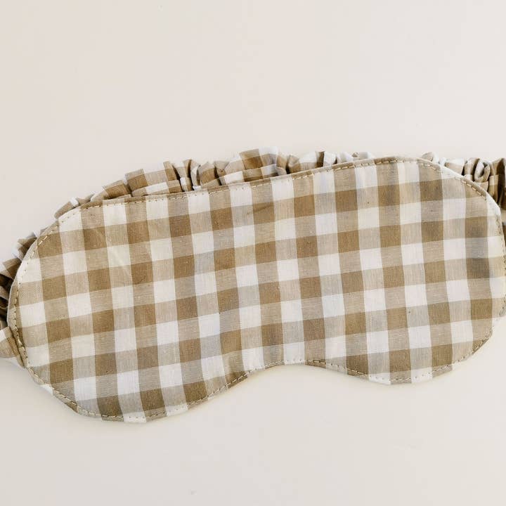 Beige Checkered Sleeping Mask, One Size for wholesale by Homesite
