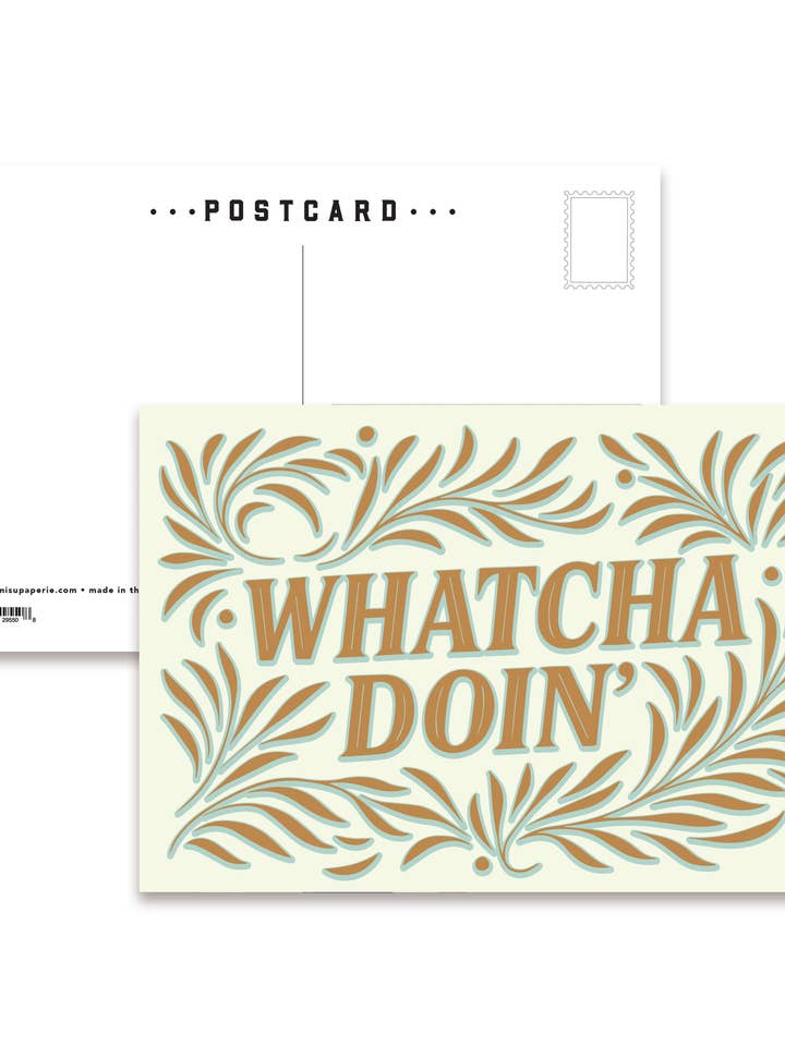 Whatcha Doin' Postkort – Legesyg Botanisk Flad Kort for engroshandel hos Tiramisu Paperie