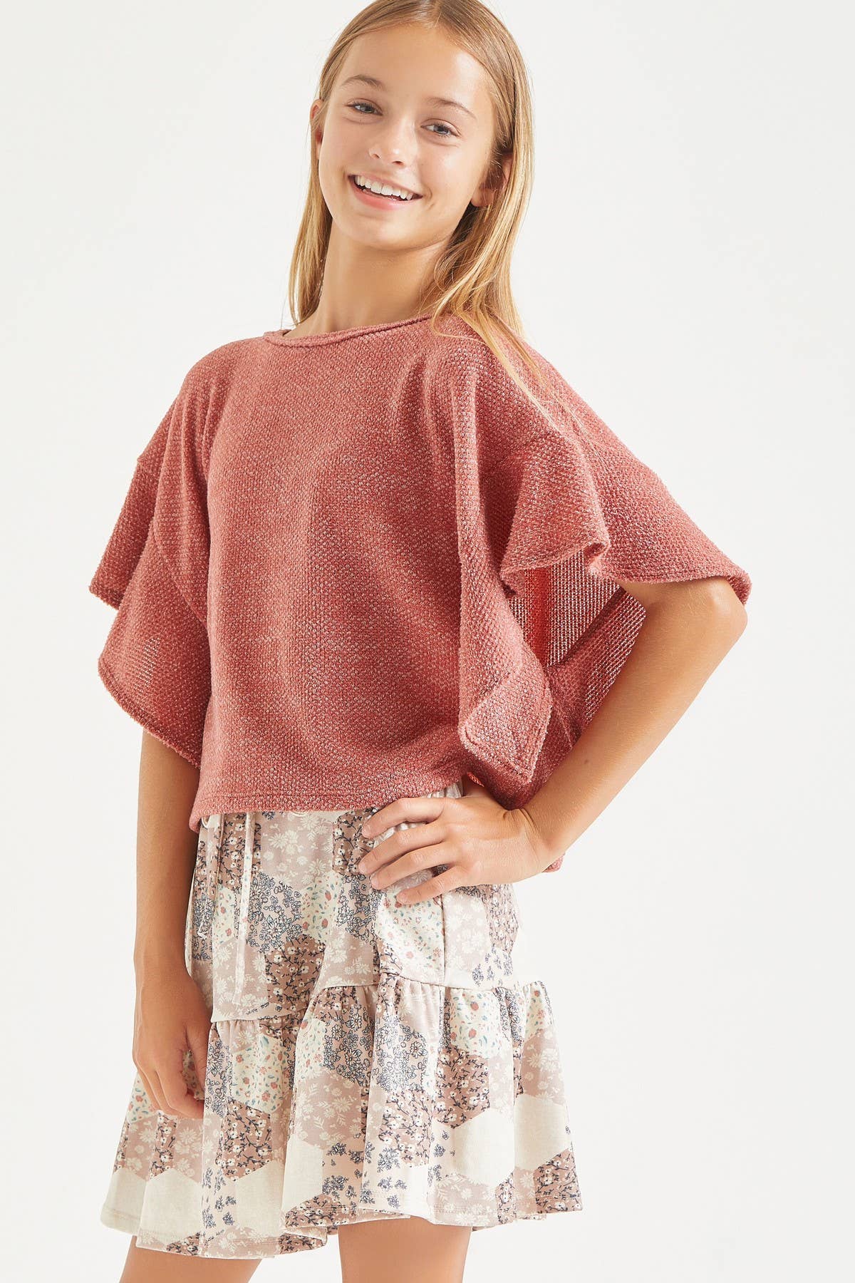 Good Girl - Vendita all'ingrosso Maglione tricot - Bambini - Maglione con volant pullover cropped in maglia grossa3