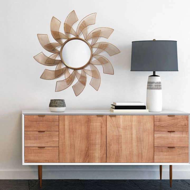ADM Home Decoration – wholesale Väggspegel – Modern design spegel 'Sun' - Kopparsula koppar - Medium