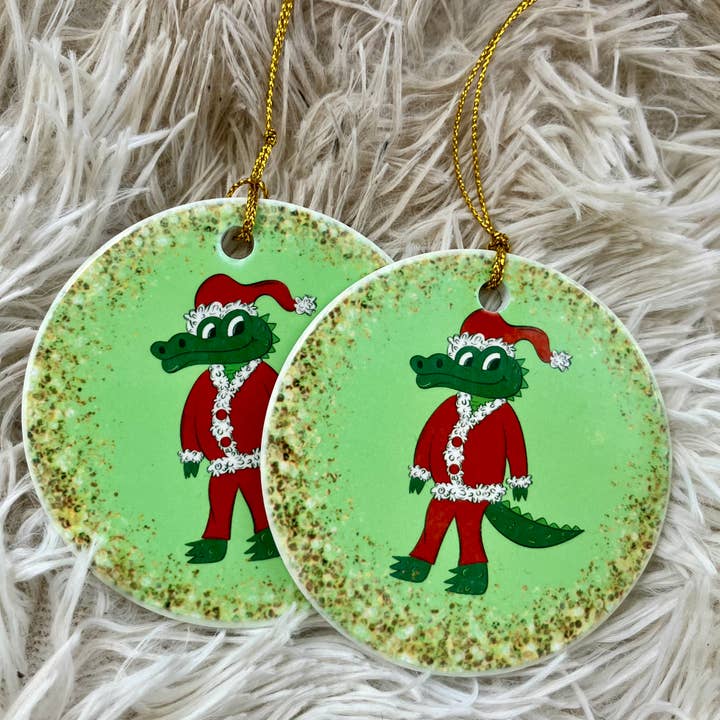 Ornamenti natalizi di alligatore Babbo Natale per la vendita all'ingrosso da parte di on the Bayou