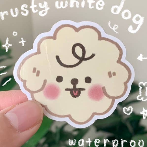 autocollant de chien blanc croustillant pour la vente par cxnart