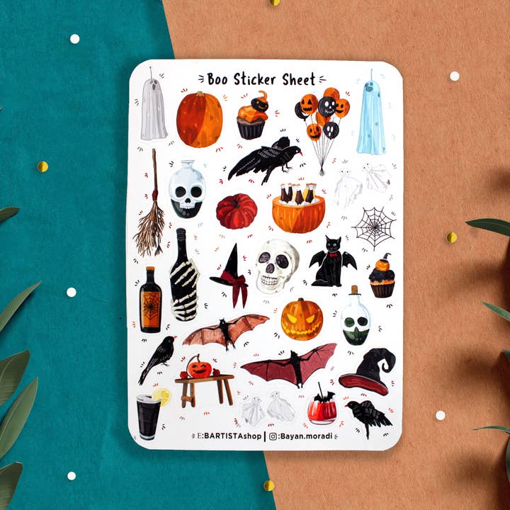 Bartista - Vendita all'ingrosso Adesivo - Foglio di adesivi Boo, adesivi per Halloween, adesivo BulletJournal10