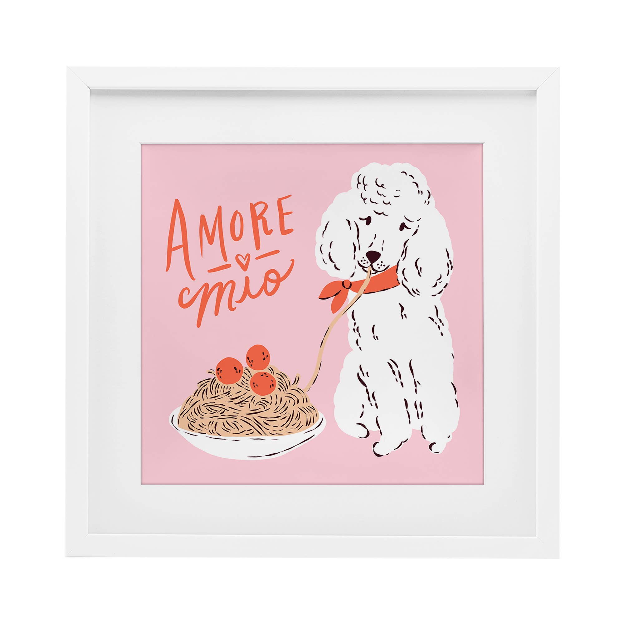Stupell Industries – Engroshandel Vægskilt – Amore Mio Pasta Poodle - Print Under Glas Vægkunst12